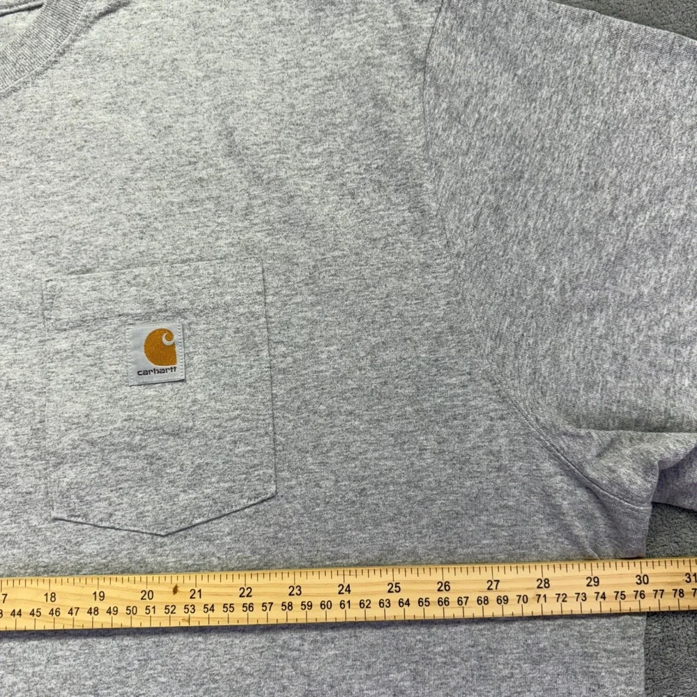 Carhartt Mens 3XL Tall Gray Loose Fit Work Pocket T Shirt Built To Serve - Picture 4 of 7
